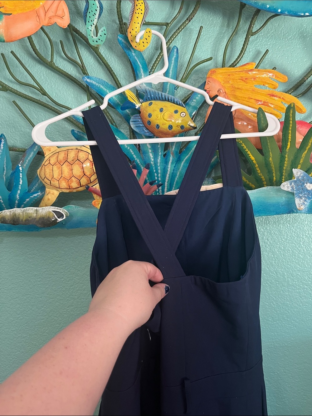 Adelyn Rae Navy Jumpsuit with Front Buttons - Picture 5 of 7